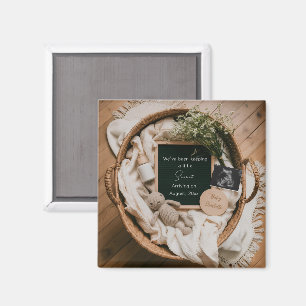 Boho neutrale zwangerschapsaankondiging aandenken magneet