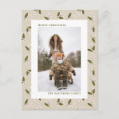 Boho Neutrals Kerstbessen Foto Kerst Feestdagenkaart (Voorkant)