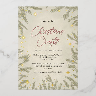 Boho neutre Artisanat de Noël Foil Invitation
