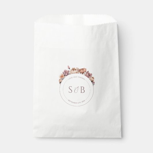 Boho Neutre Floral Favoriser Sacs avec Monogramme (Devant)