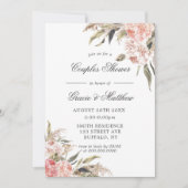 Boho Neutre Pink Peony Couples Invitations De Douc (Devant)