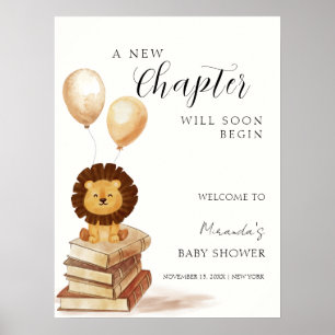 Boho New Chapter Lion Balloon Baby shower Welkom Poster