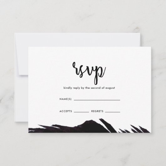 Boho Nights Noir avec Mariage en plume RSVP (Devant)