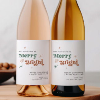 Boho Noël Vin bouteille Étiquette Boire Étiquette 