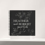 Boho noir et blanc Floral Mariage livre d'hôtes<br><div class="desc">Vous cherchez une façon unique et moderne de montrer vos détails mariages ? Ne cherchez pas plus loin que notre carte marine florale botanique couleur bleu! Cette carte est parfaite pour un mariage minimaliste ou moderne, et peut être utilisée comme encart pour les invitations, les cartes d'enregistrement, ou même les...</div>