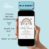 Boho Nordic Rainbow Baby shower Gris Invitation