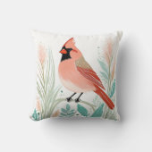 Boho Northern Cardinal Coussin Pastel Green (Recto)