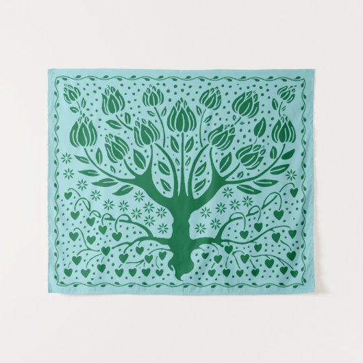 boho Nouveau met hart Wandkleed (Voorkant (horizontaal))