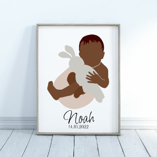 Boho Nouveau-né Baby Nom du garçon Poster de la pé