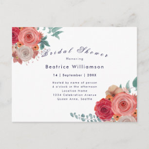 Boho nuptiale rose rouge invitation