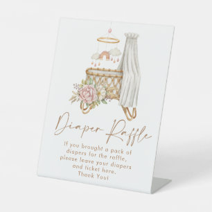 Boho Nursery Baby shower Diaper Raffle Reclamebord Met Voetstuk