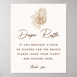 Boho Nursery Baby shower Diaper Raffle Sign Poster