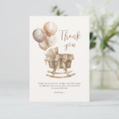 Boho Nursery Beige Ballons Genderonthulling Bedankkaart (Staand voorkant)