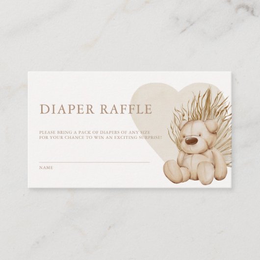 Boho Nursery Chic Baby shower Diaper Raffle Enclos Informatiekaartje (Voorkant)