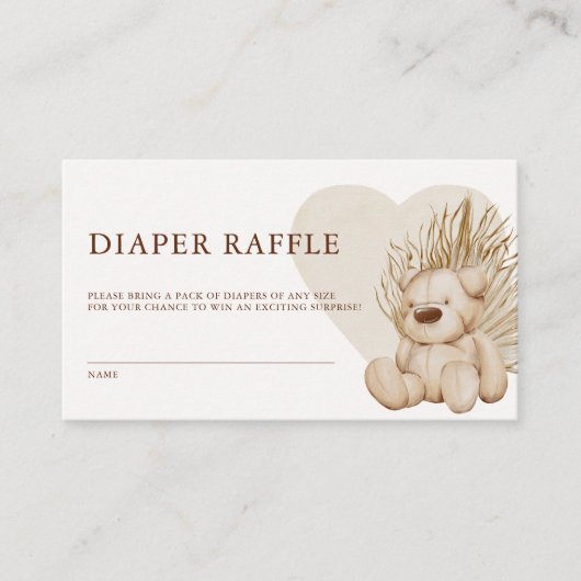 Boho Nursery Chic Baby shower Diaper Raffle Informatiekaartje (Voorkant)
