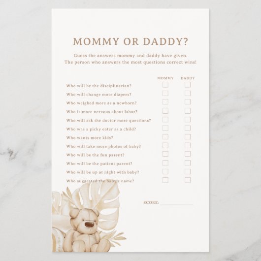 Boho Nursery Chic Baby shower Mam of Dad Game Flyer (Voorkant)