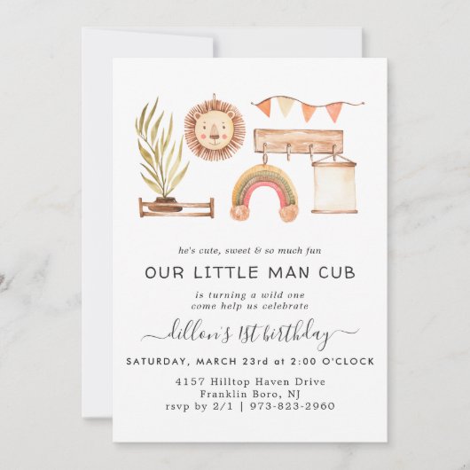Boho Nursery | Invitation pour fête d'anniversaire (Devant)