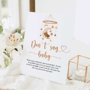 Boho nursery Zeg geen baby Pedestal Sign Reclamebord Met Voetstuk