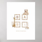 Boho Nursing Neutral Wood Block Letters Poster (Voorkant)