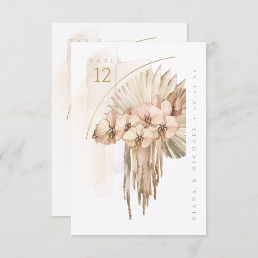 Boho Oasis Mariage Bouquet Numéro de table ID959 (Devant / Derrière)