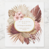 Boho Oasis Wedding Floral Dank je ID959 Wijn Etiket (Enkel label)