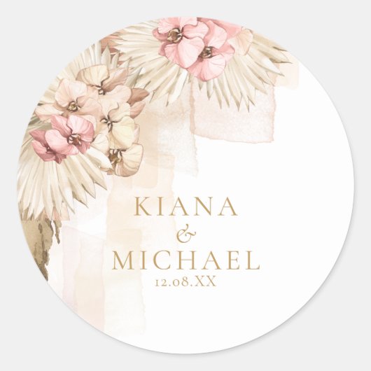 Boho Oasis Wedding Floral ID959 Ronde Sticker (Voorkant)