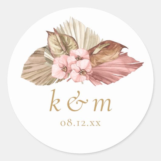 Boho Oasis Wedding Floral ID959 Ronde Sticker (Voorkant)