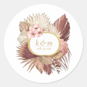 Boho Oasis Wedding Floral Lijst ID959 Ronde Sticker