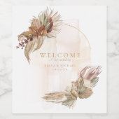Boho Oasis Wedding Floral Welcome ID959 Wijn Etiket (Enkel label)