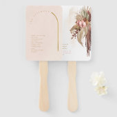 Boho Oasis Wedding Program Blush ID959 Handwaaier (Voorkant en achterkant)