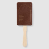 Boho Oasis Wedding Program Burnt Umber ID959 Handwaaier (Voorkant)