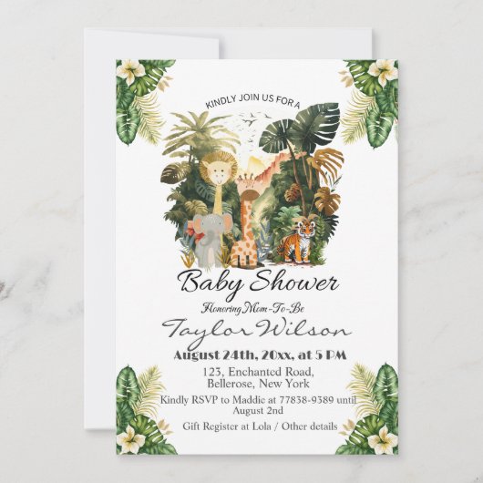 Boho Oerwoud Dieren Baby shower Kaart (Voorkant)