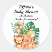 Boho Oerwoud Dieren Baby shower Ronde Sticker (Voorkant)