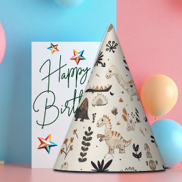 boho-Oerwoud-dinosauruspatroon Feesthoedjes