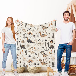 boho-Oerwoud-dinosauruspatroon Fleece Deken