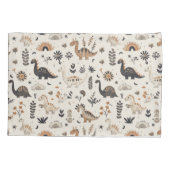 boho-Oerwoud-dinosauruspatroon Kussensloop (Achterkant)
