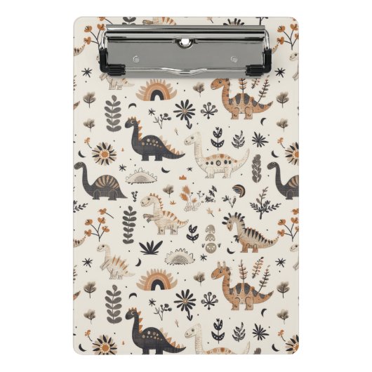 boho-Oerwoud-dinosauruspatroon Mini Klembord (Voorkant)
