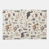 boho-Oerwoud-dinosauruspatroon Theedoek (Horizontaal)