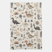 boho-Oerwoud-dinosauruspatroon Theedoek (Verticaal)