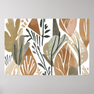 Boho oerwoud Leaf Botanische kunststijl Eenvoudig  Poster