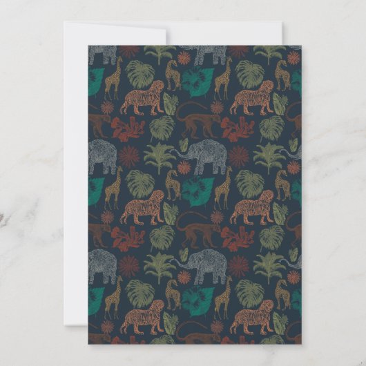 Boho Oerwoud Safari Baby Boy Geboorte Aankondiging (Achterkant)