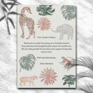 Boho Oerwoud Safari Baby shower Dank u Kaart