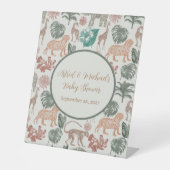 Boho Oerwoud Safari Baby shower Reclamebord Met Voetstuk (Voorkant)