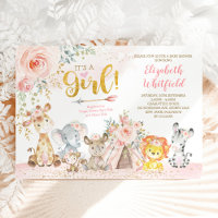 Boho Oerwoud Safari Blush Bloemen Meisje Baby show