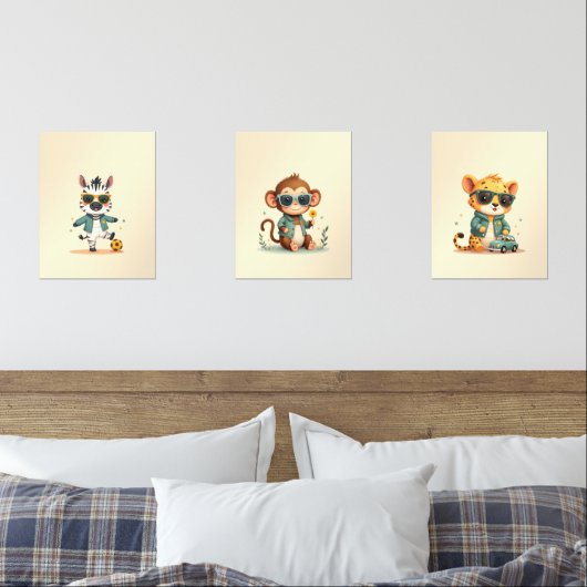 Boho Oerwoud Safari Nursery Art | Set van 3 Prints (Slaapkamer)