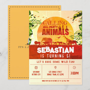 Boho Oerwoud Safari Wild Animals Kids Verjaardag Kaart