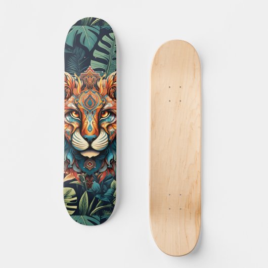 Boho Oerwoud Tijger Skateboard (Voorkant)