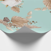 Boho Oh Baby Bassinet Turquoise Baby shower Cadeaupapier (Hoek)