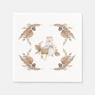 Boho Oh Baby Bassinet White Baby shower Napkins Servet