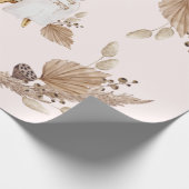 Boho Oh Baby Bruin Roze Naam Aankomst Datum Cadeaupapier (Hoek)